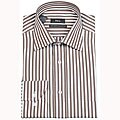 Pera Men's Bold Brown Stripe Dress Shirt