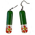 Rectangular Flower Design Fused Glass Earrings (Chile)