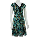 Evan Picone Women's Cap Sleeve Painterly Splash Jersey Dress