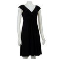 Evan Picone Women's Black Ruffle Jersey Dress