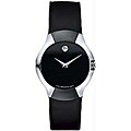 Movado Allia Men's Black Leather Strap Watch
