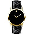 Movado Museum Men's Goldtone Black Strap Watch