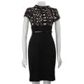 London Times Women's Black/ Ivory Printed Ponte Dress