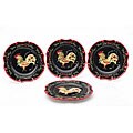 'Provence Rooster' 4-piece Salad/ Dessert Plate Set