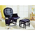 Deluxe Swivel Glider Recliner with Ottoman Black