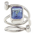18k White Gold Faux Sapphire and 1/6ct TDW Diamond Ring (Size 7)