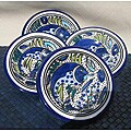 Set of 4 Aqua Fish 4-inch Round Sauce Dishes (Tunisia)