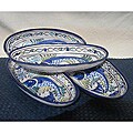 Set of 4 Aqua Fish Medium Oval Platters (Tunisia)