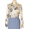 Austin Reed Women's Blue Silk Patterned Blouse