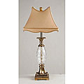 Cut Glass and Antique Brass Column Table Lamp