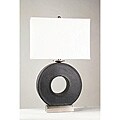 Black Sewn Leather Ring on Stand Table Lamp