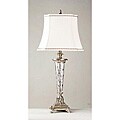 Sterling Plate and Silver Intaglio Glass Flute Table Lamp