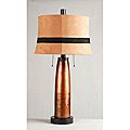 Padded Copper Column on Walnut Base Table Lamp
