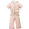 Kids Headquarters Girl's 2-piece Short-sleeve Hoodie and Pant Set