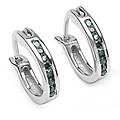 Sterling Silver Genuine Blue Diamond Earrings