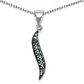 Sterling Silver Blue Diamond Curve Necklace