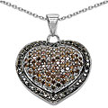 Sterling Silver 1 1/5ct TDW Red and Black Diamond Heart Necklace