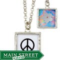 Charming Life Picture Frame Peace Sign Charm Necklace