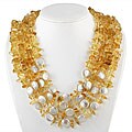 Maddy Emerson Couture Citrine/ FW Pearl Necklace (13-14 mm)