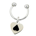 Sterling Silver Lucky Spade Heart Keychain