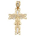 14k Gold over Silver Men's CZ Crucifx Necklace
