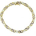 18k Gold over Silver Blue Topaz and Diamond XOXO Bracelet