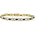 18k Gold over Sterling Silver Garnet and Diamond XOXO Bracelet