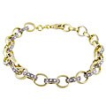 18k Gold over Sterling Silver Diamond Rolo Link Bracelet
