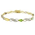 18k Gold over Silver Multi-gemstone and Diamond Accent Bracelet