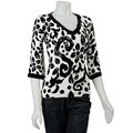 Escio Women's Black and White Sequined Knit Top