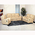 Destiny Cream Leather Reclining Sofa, Loveseat, and Chair