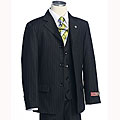 BJK Collection Boy's Striped Navy Blue Suit