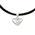 Sterling Silver Heart with Black Silk Cord Necklace
