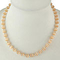 Handmade Peach Tiger's Eye Silver Bead Necklace (Thailand)