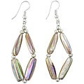 Handmade Iridescent Shell and Silver Bead Earrings (Thailand)