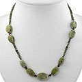 Handmade Serpentine, Agate and Silver Bead Necklace (Thailand)