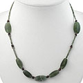 Handmade Silver Serpentine and Agate Necklace (Thailand)
