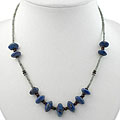 Handmade Silver Lapis Lazuli and Serpentine Necklace (Thailand)