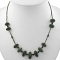 Handmade Silver Serpentine and Red Agate Necklace (Thailand)