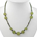 Handmade Silver Serpentine and Red Agate Necklace (Thailand)