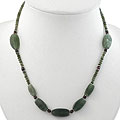 Handmade Silver Serpentine and Red Agate Necklace (Thailand)