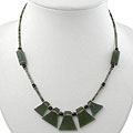 Handmade Silver Serpentine and Red Agate Necklace (Thailand)