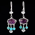 Amethyst and Aquamarine 'Accountant' Chandelier Earrings (Peru)