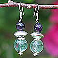 Amethyst and Fluorite 'Rainforest' Dangle Earrings (Thailand)