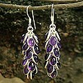 Sterling Silver 'Grapes of Love' Amethyst Earrings (India)
