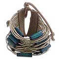 Bamboo and Leather 'Blue-Green Amazon' Bracelet (Brazil)