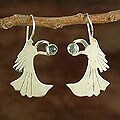 Sterling Silver Blue Topaz 'Moon Angels' Earrings (India)