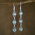 Sterling Silver Blue Topaz 'Island Flower' Earrings (India)