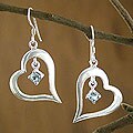Sterling Silver Blue Topaz 'For You' Earrings (India)