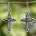 Sterling Silver Citrine 'Sunshine Cross' Earrings (Indonesia)